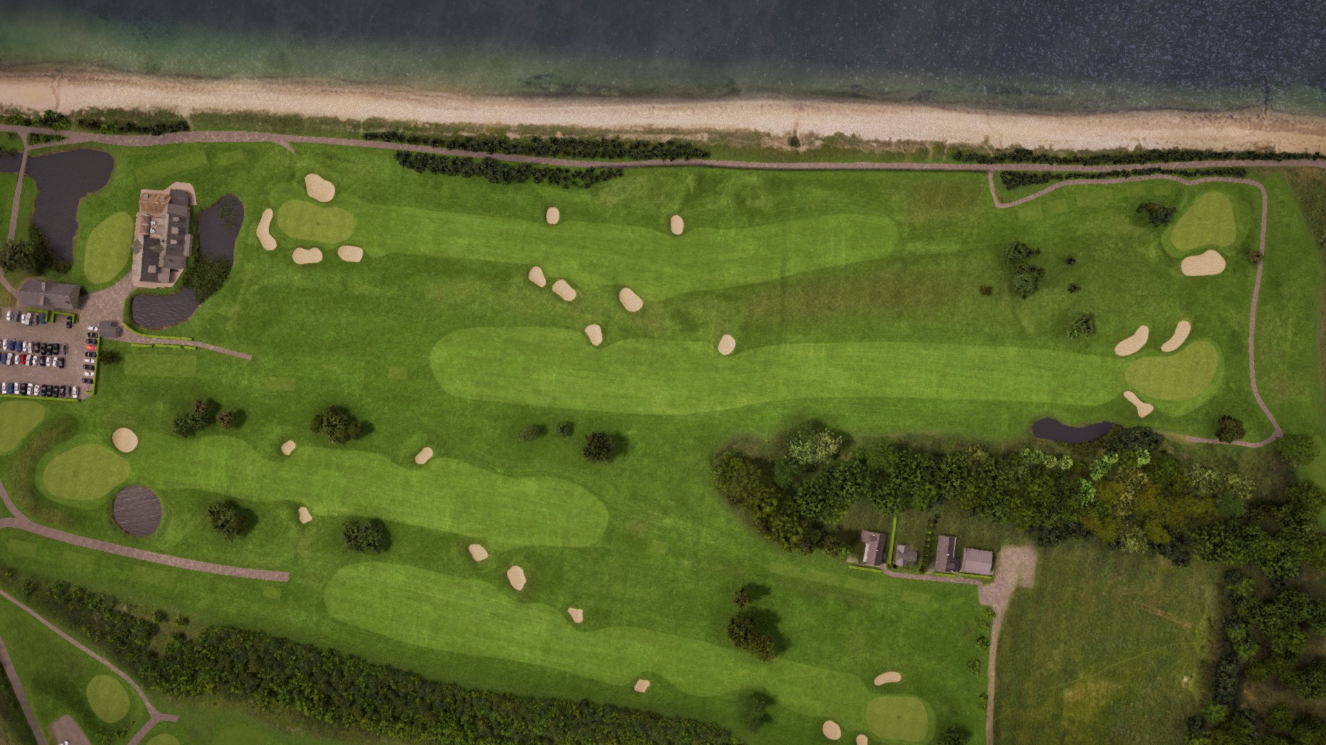 Hole 1 at Rya Golfclub – Seaside Course