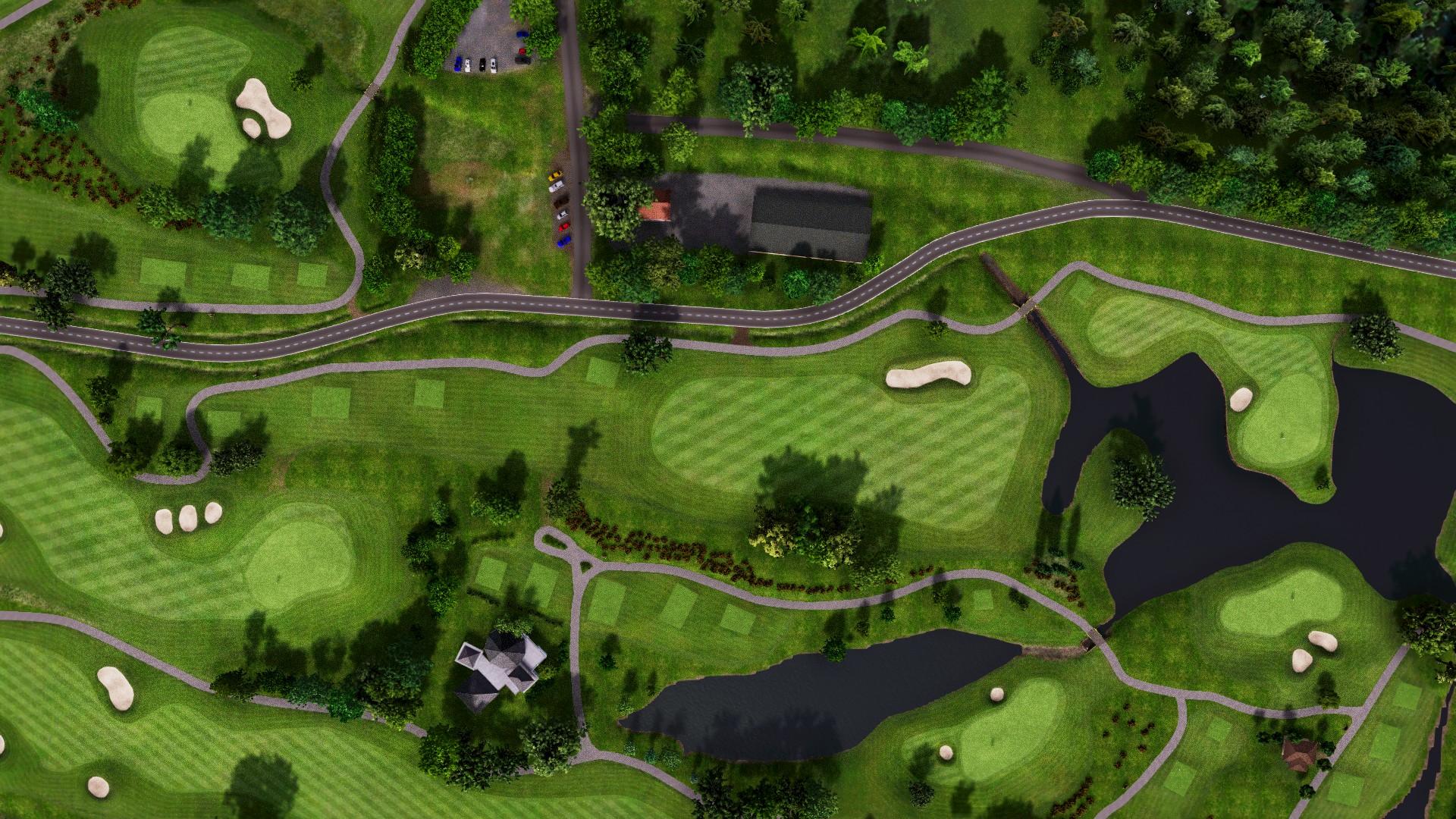 Hole 14 at Suvarna Jakarta GC: Red and Blue
