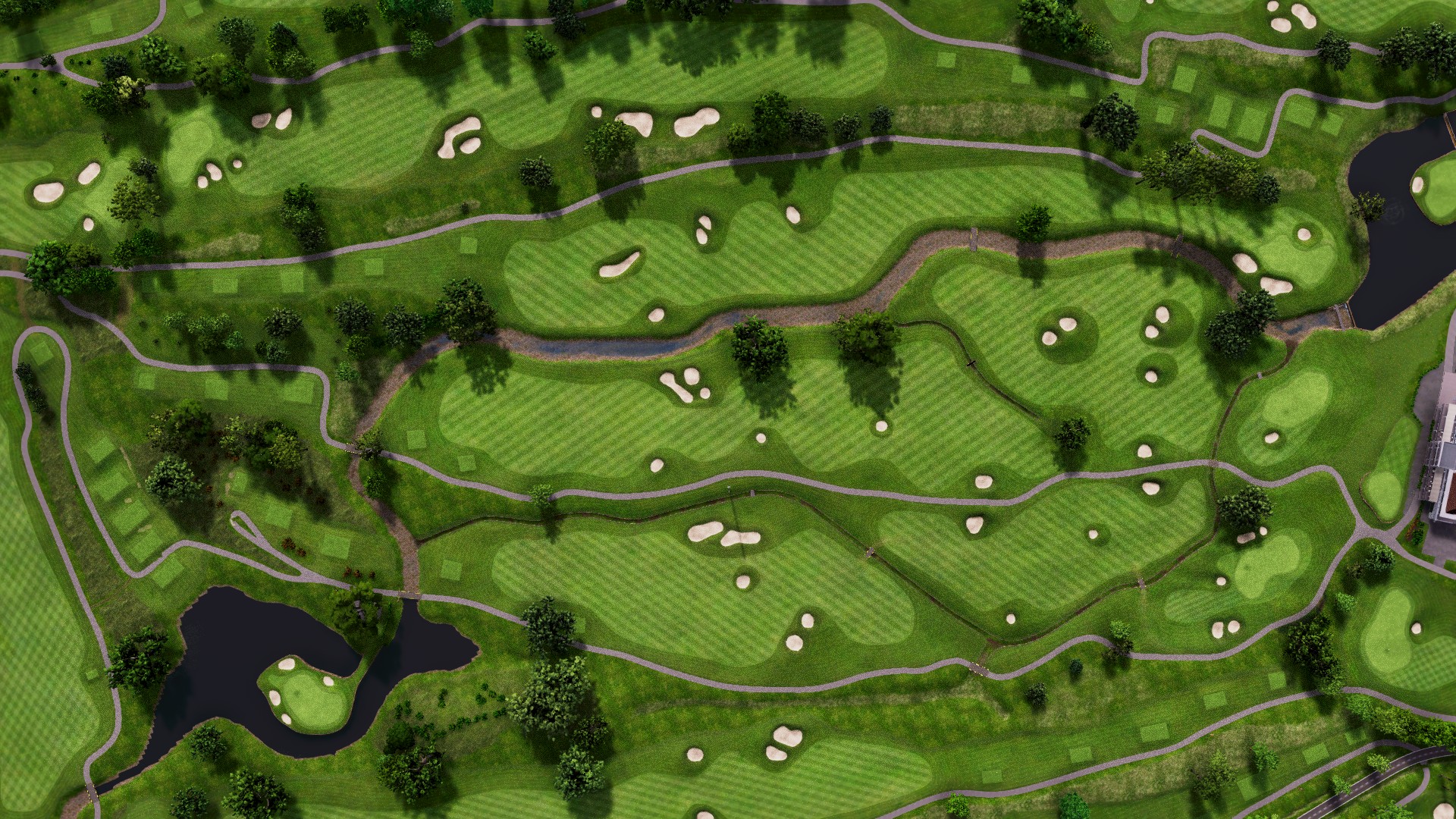 Hole 18 at Suvarna Jakarta GC: Red and Blue